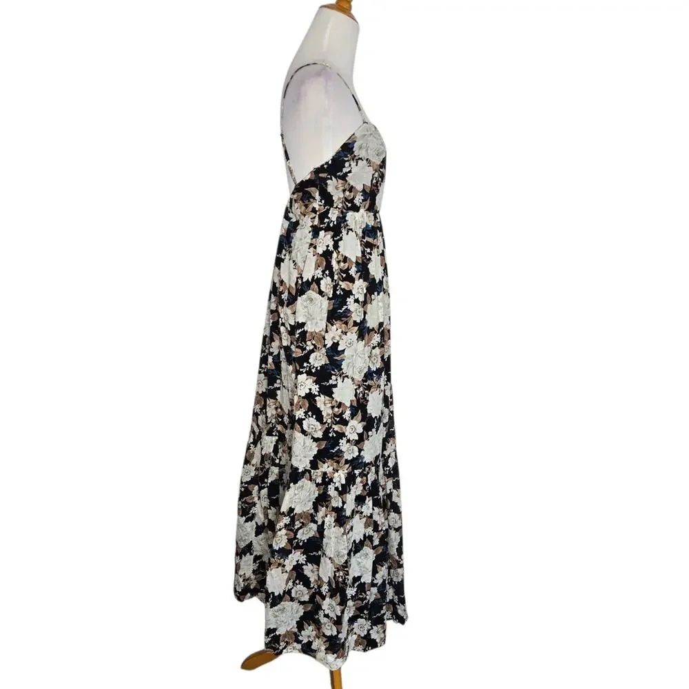 Abercrombie & Fitch Womens Floral Maxi Dress Low Back Boho Summer Resort XS